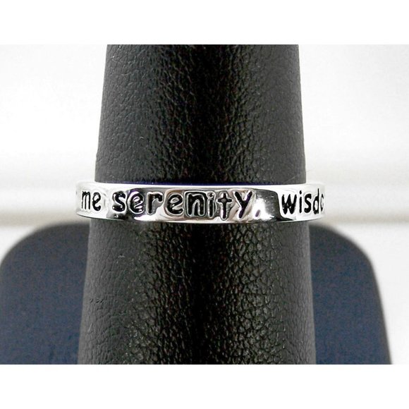 925 STERLING SILVER Serenity Prayer Inspirational Band Ring - Picture 2 of 14